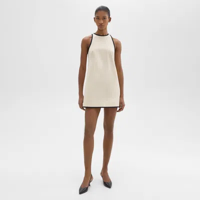 Theory Clean Shift Sleeveless Mini Dress In Sand/black