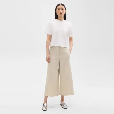 Shop Theory Cropped Wide-leg Pant In Good Linen In Straw