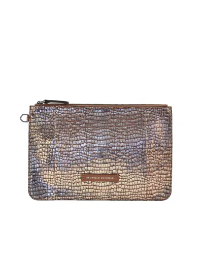 Shop Brunello Cucinelli Designer Handbags Women's Bronze Handbag In Metallic