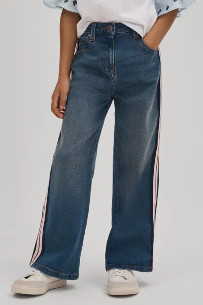 Shop Reiss Marie - Blue Junior Side Stripe Straight Leg Jeans, Age 5-6 Years