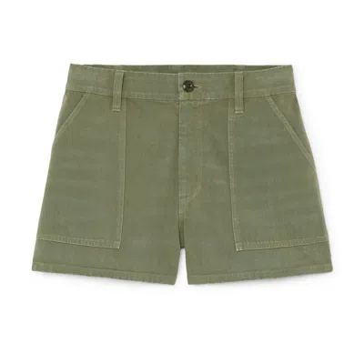 Shop Re/done Military Mini Shorts In Bay Leaf