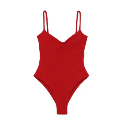 Shop Haight Monica Ribbed Swimsuit In Red