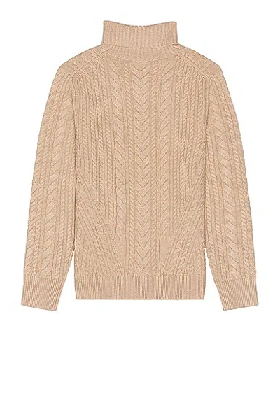 Shop Simkhai Ajax Turtleneck Cable Sweater In Driftwood