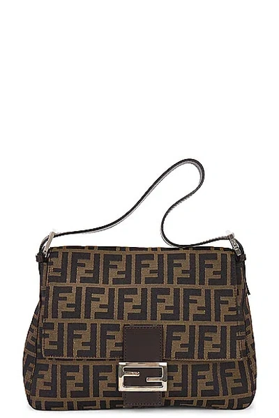 Shop Fendi Zucca Mama Baguette Shoulder Bag In Brown
