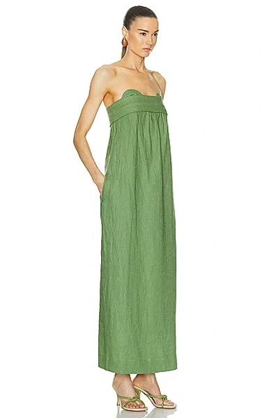 Shop Adriana Degreas Jellyfish Solid Strapless Long Dress In Dark Green