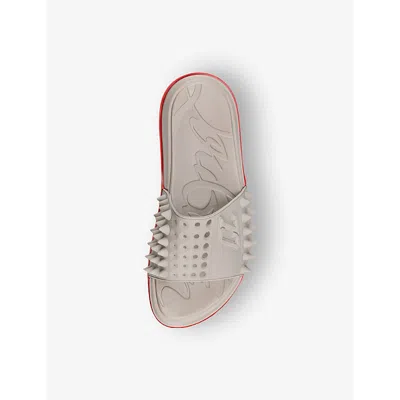 Shop Christian Louboutin Take It Easy Stud-embellished Pvc Slides In Goose