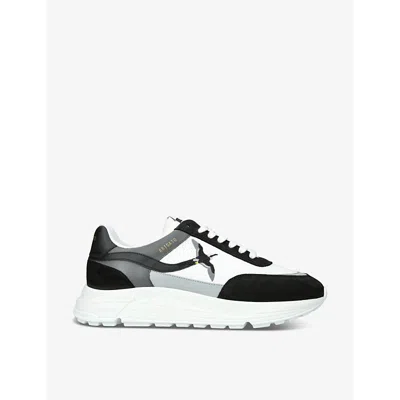Shop Axel Arigato Men's Blk/white Rush Bee Bird Leather And Suede Low-top Trainers