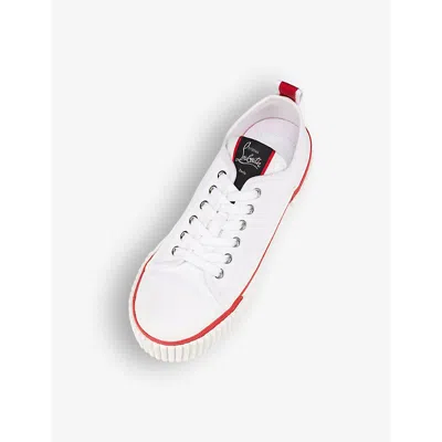 Shop Christian Louboutin Women's White Super Pedro Brand-embellished Woven Low-top Trainers