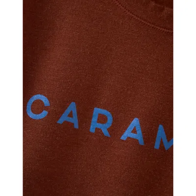 Shop Caramel Girls Burgundy Kids Cress Logo-print Cotton-blend T-shirt