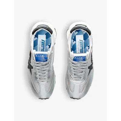 Golden Goose Marathon Running Sneakers In Laminated Leather In Silver Com