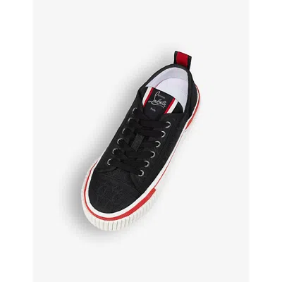 Shop Christian Louboutin Women's Black Super Pedro Brand-embellished Woven Low-top Trainers