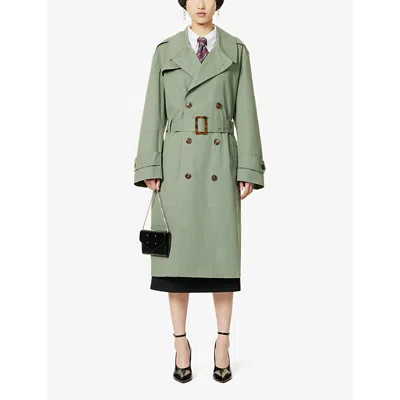 Shop Vaquera Women's Olive Underwear-embellished Cut-out Woven Trench Coat