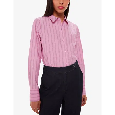 Shop Whistles Relaxed-fit Striped Cotton-blend Shirt In Pink/multi