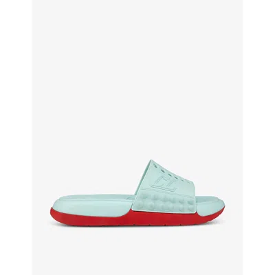 Shop Christian Louboutin Take It Easy Stud-embellished Pvc Slides In Iceberg