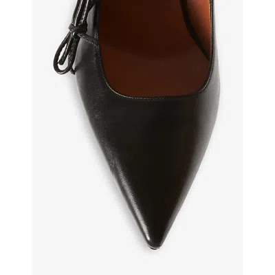 Claudie Pierlot Womens  Bow Asymmetric-strap Lamb-leather Court Heels In Noir / Gris