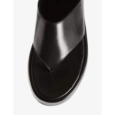 Shop Claudie Pierlot Women's Noir / Gris Wide Thong-strap Leather Sandals