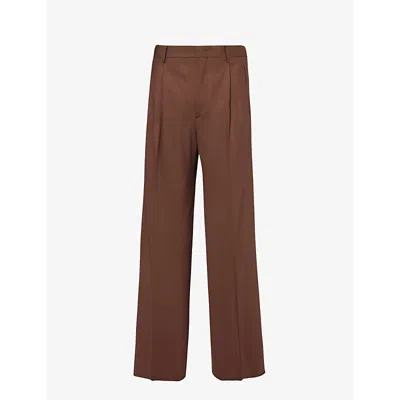 Shop Etro Men's M0406 Wide-leg Relaxed-fit Stretch-wool Trousers