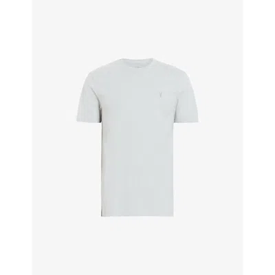Shop Allsaints Brace Crewneck Cotton-jersey T-shirt In Smokey Grey