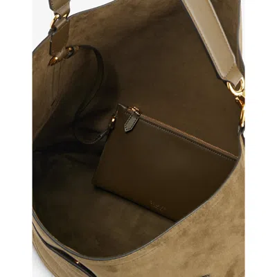 Shop Tom Ford Men's Beech Derby Green Slouch-shape Suede Tote Bag