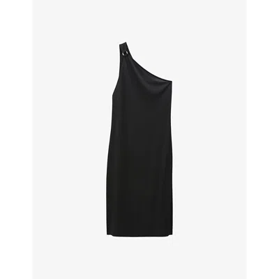 Shop Filippa K Women's Black One-shoulder Woven Mini Dress