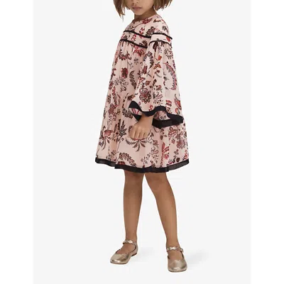 Shop Reiss Girls Pink Kids Talitha Floral-print Woven Dress 4-13 Years