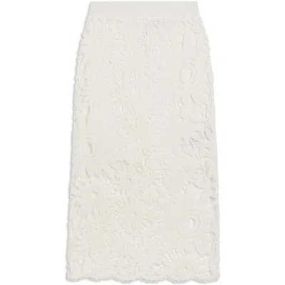 Shop Ted Baker Women's Ivory Bitriss Floral-crochet Cotton-blend Midi Skirt