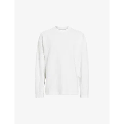 Shop Allsaints Aspen Long-sleeved Cotton T-shirt In Lilly White