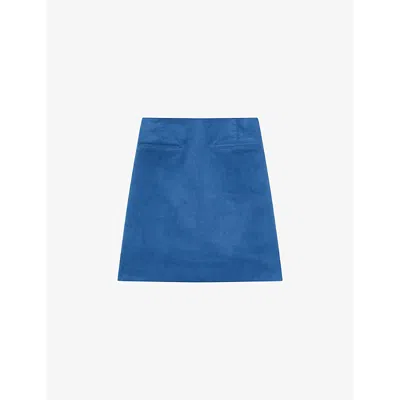 Lk Bennett Womens Blu-blue Deborah Jet-pocket Stretch-cotton Corduroy Mini Skirt In Blu-blue