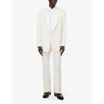 Shop Givenchy Shawl-lapel Regular-fit Wool-blend Jacket In White