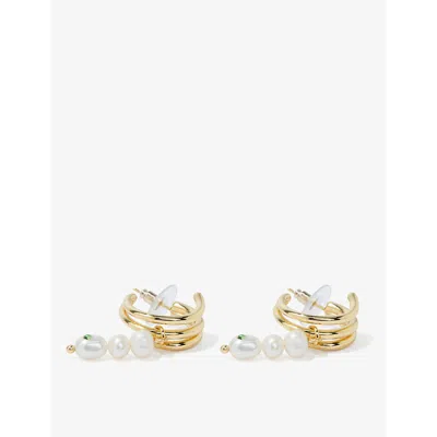Shop Maje Women's Or Rhinestone-embellished Faux-pearl And Brass Earring