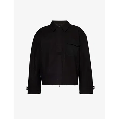 Shop Represent Men's Black Horizons Collared Cotton Twill Jacket