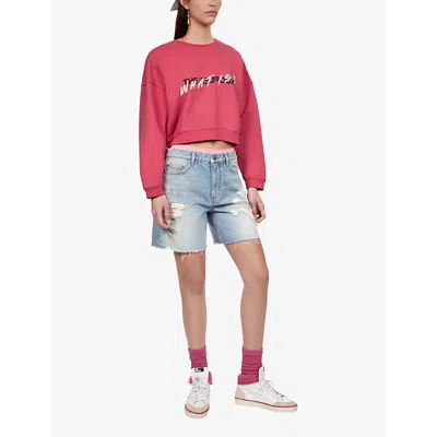 Shop The Kooples Women's Retro Pink What Is Cropped Cotton-jersey Sweatshirt