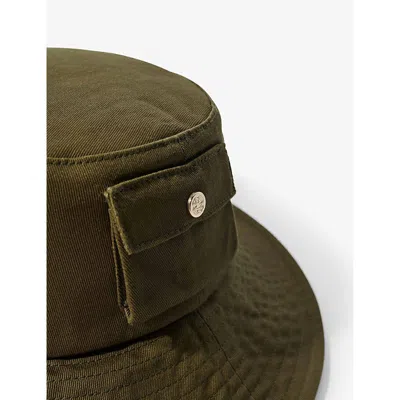 Shop Maje Women's Naturels Oversized-visor Beaded-drawstring Cotton Bucket Hat