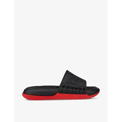 Shop Christian Louboutin Mens Black Take It Easy Stud-embellished Pvc Slides