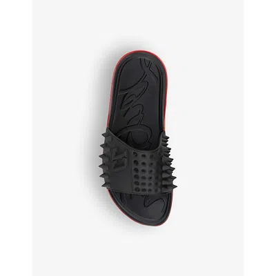 Shop Christian Louboutin Men's Black Take It Easy Stud-embellished Pvc Slides