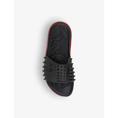 Shop Christian Louboutin Mens Black Take It Easy Stud-embellished Pvc Slides