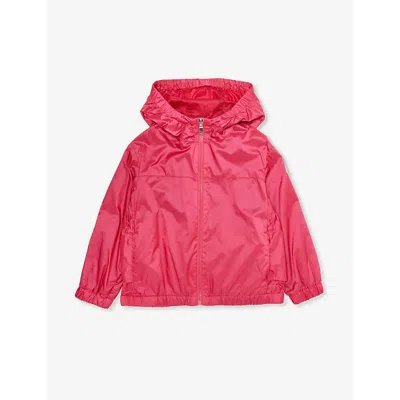 Shop Moncler Girls Dark Pink Kids Owara Hooded Shell Jacket 4-14 Years