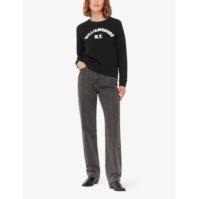 Shop Whistles Womens Black Williamsburg Logo-embroidered Long-sleeve Cotton Sweatshirt