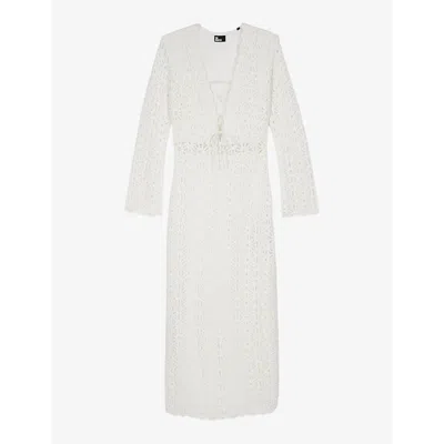 Shop The Kooples Floral Guipure-lace Cotton Maxi Dress In White