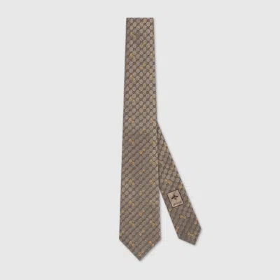 Shop Gucci Gg Silk Jacquard Tie In Brown