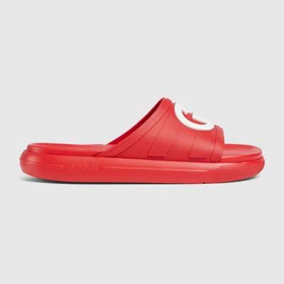 Shop Gucci Men's Interlocking G Slide Sandal In Red