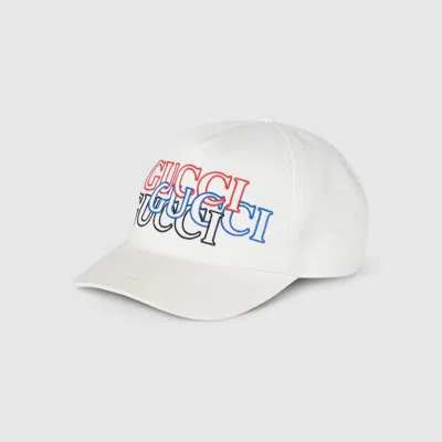 Shop Gucci Baseballkappe Mit Stickerei In White