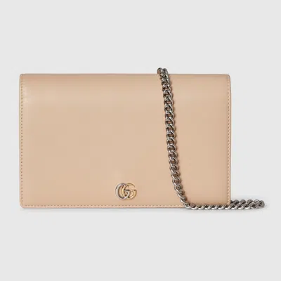 Shop Gucci Gg Marmont Chain Wallet In Neutral