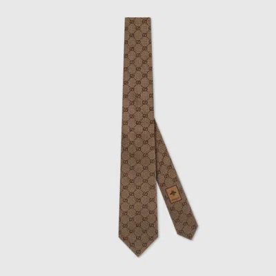 Shop Gucci Krawatte Aus Gg Seidenjacquard In Brown