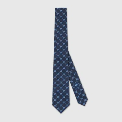 Shop Gucci Gg Silk Jacquard Tie In Blue