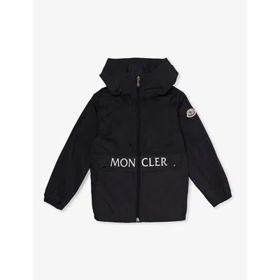 Shop Moncler Boys Black Kids Joly Brand-patch Shell Jacket 8-14 Years