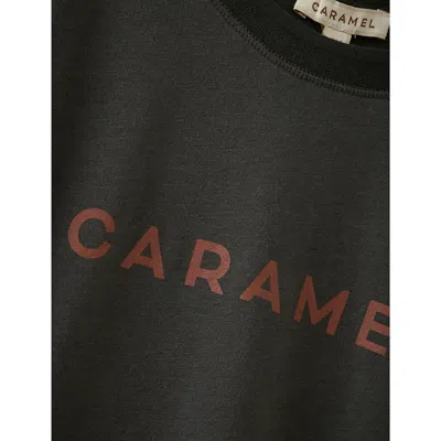 Shop Caramel Girls Charcoal Kids Cress Logo-print Cotton-blend T-shirt