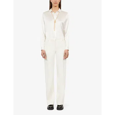 The Kooples Womens Ecru Straight-leg High-rise Stretch-woven Trousers In Ecru