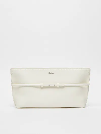 Shop Max Mara Leather Archetipo Clutch With Wristband In White