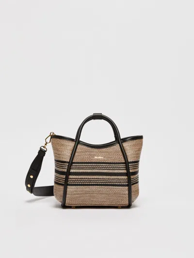 Shop Max Mara Jacquard Raffia Fabric Extra-small Marine Bag In Clay